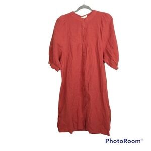 The Korner red linen button down midi dress size S NWT